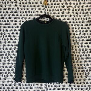 Women’s J. Crew Factory Woven Ruffleneck Pullover Sweatshirt sz S Green #H0273
